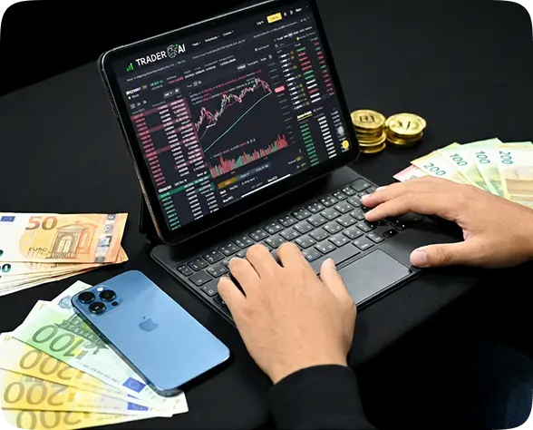 Trader AI app trading on laptop